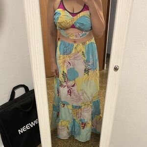 Vibrant Floral Skirt Set